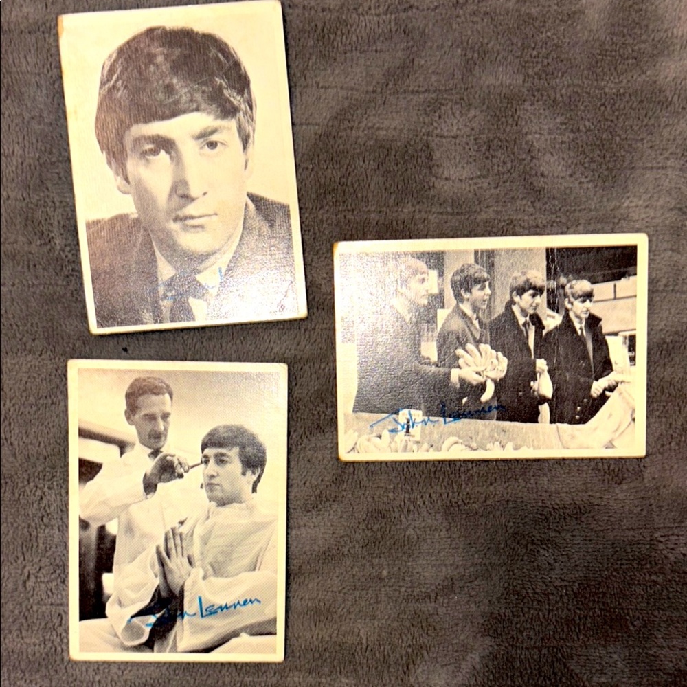Beatles trading cards. Signed by John Lennon